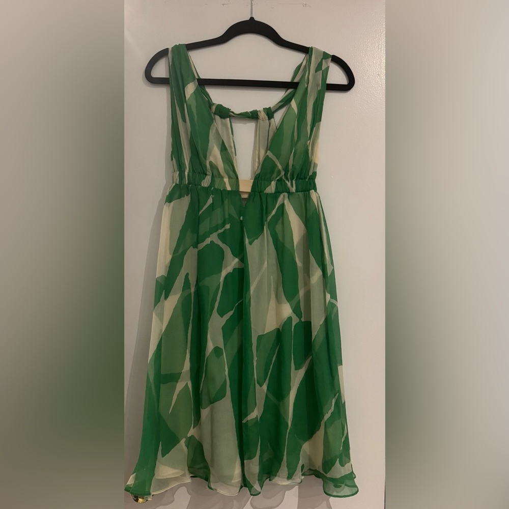 DVF silk green and white dress